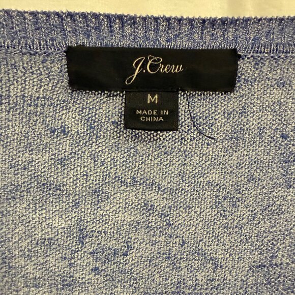 J.Crew V-Neck Sweater With Side Buttons in Linen Blend Blue Size M - Picture 3 of 7